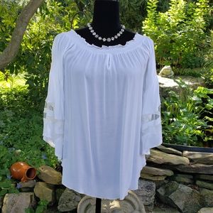 White Muche Muchette Blouse, Bell Sleeves one size